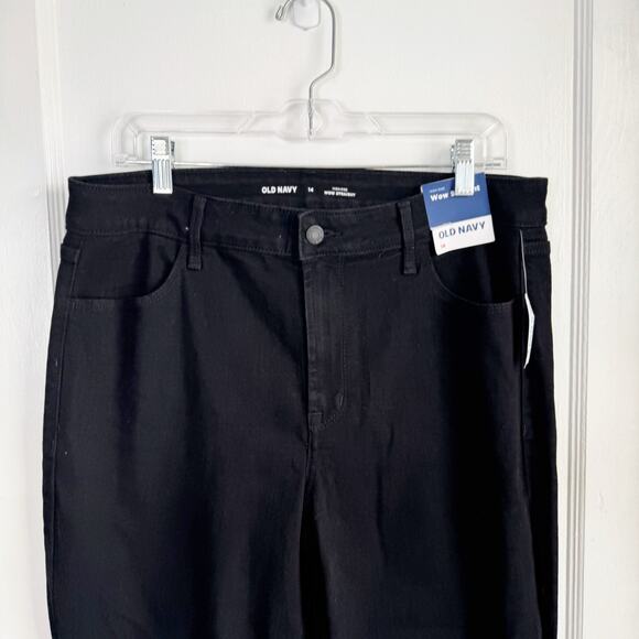 Old Navy High Rise WOW Straight Jeans Stretch 29.5” Inseam NEW Size 14 R Black - Picture 3 of 12